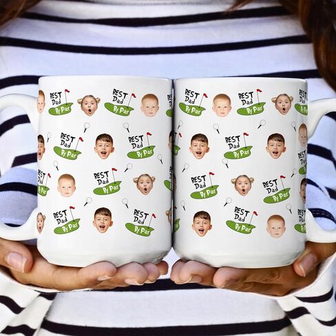 Personalized Best Dad By Par Mug, Golf Dad Gifts, Custom Face Photo Mug Gifts For Papa Grandpa On Birthday, Fathers Day Gift For Papa, Daddy Gift From Son Daughter in Saudi Arabia