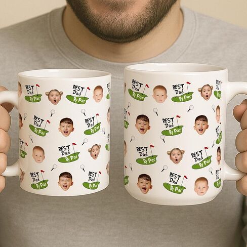 Personalized Best Dad By Par Mug, Golf Dad Gifts, Custom Face Photo Mug Gifts For Papa Grandpa On Birthday, Fathers Day Gift For Papa, Daddy Gift From Son Daughter in Saudi Arabia