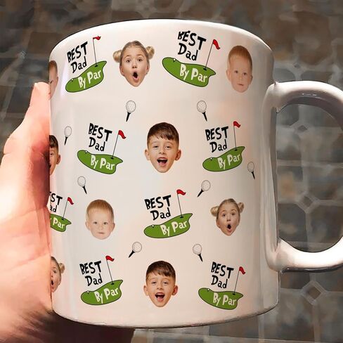 Personalized Best Dad By Par Mug, Golf Dad Gifts, Custom Face Photo Mug Gifts For Papa Grandpa On Birthday, Fathers Day Gift For Papa, Daddy Gift From Son Daughter in Saudi Arabia