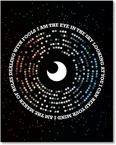 Eye in the Sky - Music Quote Song Lyric Visual Artwork Print Wall Artwork Home Decor (14"L x 11"W, Print - Unframed) in Kuwait