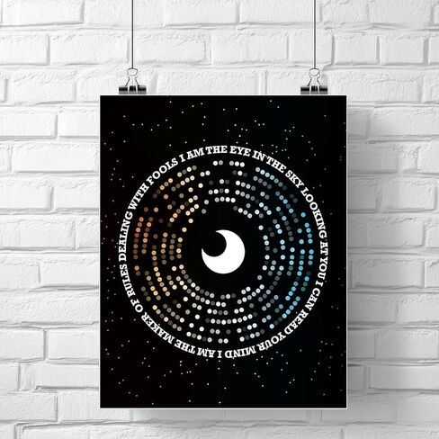 Eye in the Sky - Music Quote Song Lyric Visual Artwork Print Wall Artwork Home Decor (14"L x 11"W, Print - Unframed) in Kuwait