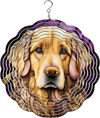 Traci's Fun Creations Golden Retriever Wind Spinner, 10", Aluminum, Double-Sided, Multicolor, Dog Lover Theme (Colorful) in Kuwait