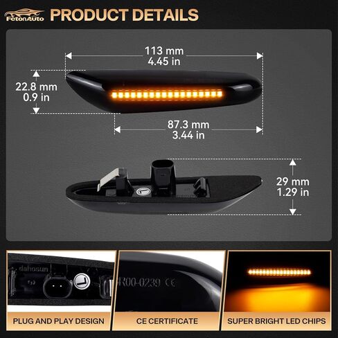 Smoked Lens Sequential Amber LED Side Marker Turn Signal Light for BMW E60 E90 E92 E93 E82 E46 E83 E91 128i 135i 328i 335i E61 E88 E91 Front Fender Dynamic Indicator in Saudi Arabia