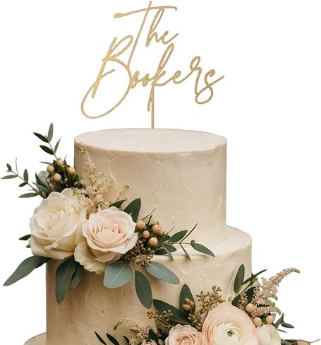 Personalized Wedding Cake Topper, Custom Lastnames"Wood Cake Decor, Available in Gold, Silver, Black, White, & Natural Wood (Design 11) in Saudi Arabia
