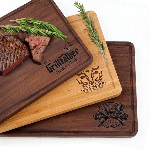 USA Made Personalized Cutting Board - Men Customized Gifts for Fathers Day, Birthday, Anniversary - BBQ, Grill Accessories - Dad, Husband, Brother, Boyfriend, Papa - Custom Unique Mens Gifts for Him in Kuwait
