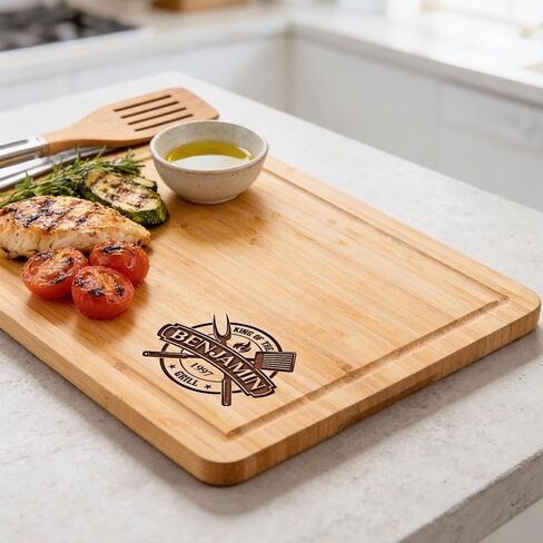USA Made Personalized Cutting Board - Men Customized Gifts for Fathers Day, Birthday, Anniversary - BBQ, Grill Accessories - Dad, Husband, Brother, Boyfriend, Papa - Custom Unique Mens Gifts for Him in Kuwait