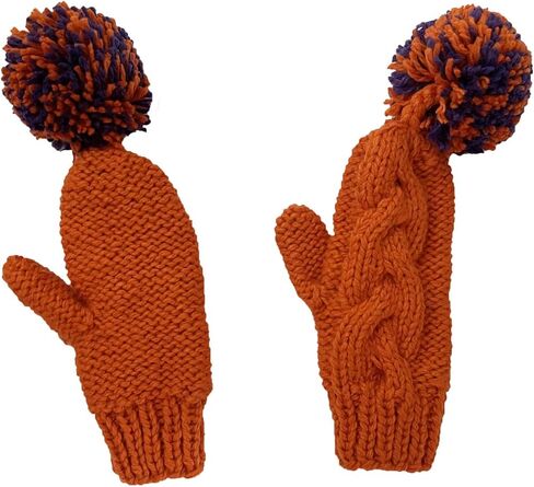 Funny Fingertip Pom Ball Gloves Women Lady Handmade Knit Warm Mittens in Kuwait