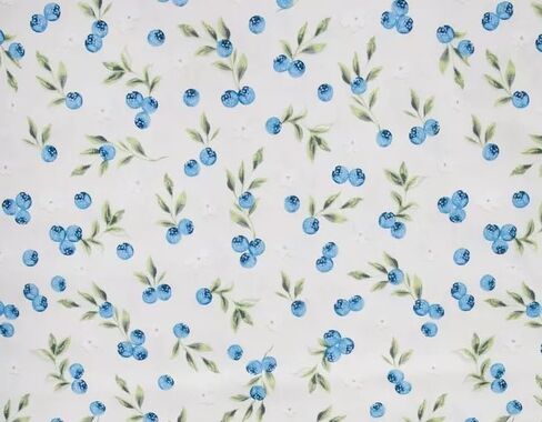 Blueberry Floral Valance Kitchen Window Curtain, 42W x 14L, Farmhouse Home Decor, Wedding Gift, Housewarming Idea, Country, 100% Cotton, Rod Pocket in Kuwait