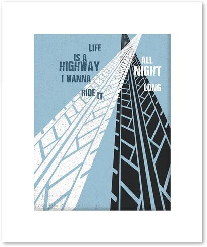 كلمات الأغاني Art Life is a Highway - ملصق تجريدي لموسيقى الروك الكلاسيكية مستوحى من القصائد الغنائية (14 بوصة طول × 11 بوصة عرض، طباعة غير لامعة) in Kuwait