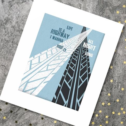 كلمات الأغاني Art Life is a Highway - ملصق تجريدي لموسيقى الروك الكلاسيكية مستوحى من القصائد الغنائية (14 بوصة طول × 11 بوصة عرض، طباعة غير لامعة) in Kuwait