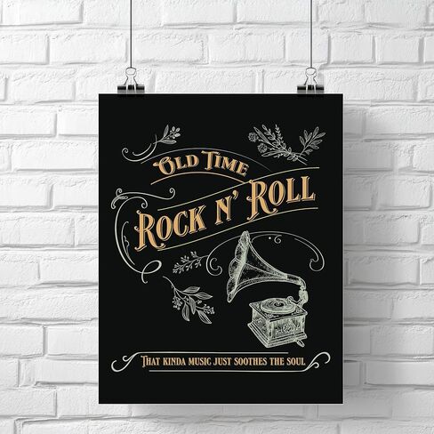 Old Time Rock n' Roll Song - Lyrics Inspired Artwork Print Music Memorabilia - Home Decor Wall Hanging Art Gift for Music Enthusiasts (14"L x 11"W, Print - Unframed) in Kuwait