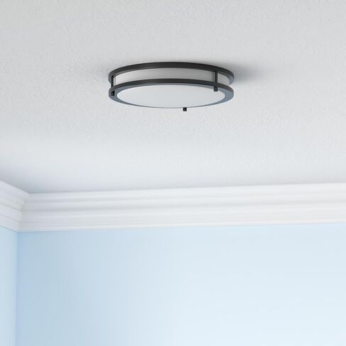 ASD LED 12 "إضاءة مستديرة مثبتة على السقف، قريبة من تركيبات إضاءة السقف | 3CCT، قابلة للتعتيم، Energy Star، ETL مدرجة | 20W 1532LM 3000-5000K 120V | مصباح حلقة مزدوجة منخفض | أسود in Kuwait