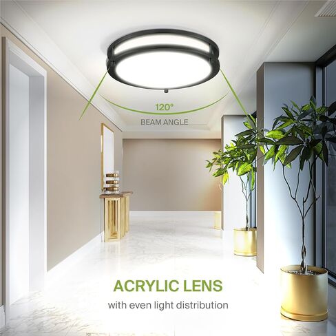 ASD LED 12 "إضاءة مستديرة مثبتة على السقف، قريبة من تركيبات إضاءة السقف | 3CCT، قابلة للتعتيم، Energy Star، ETL مدرجة | 20W 1532LM 3000-5000K 120V | مصباح حلقة مزدوجة منخفض | أسود in Kuwait