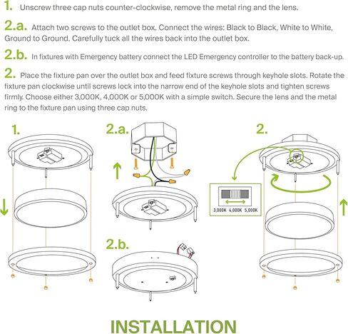 ASD LED 12 "إضاءة مستديرة مثبتة على السقف، قريبة من تركيبات إضاءة السقف | 3CCT، قابلة للتعتيم، Energy Star، ETL مدرجة | 20W 1532LM 3000-5000K 120V | مصباح حلقة مزدوجة منخفض | أسود in Kuwait