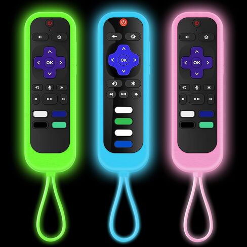 [3 عبوات] غطاء حافظة لجهاز التحكم عن بعد Climberer Roku متوافق مع تلفزيون TCL/Hisense roku | تلفزيون Sharp Roku | Roku Express 4K+، يتوهج في الظلام مما يجعل من السهل العثور عليه in Kuwait