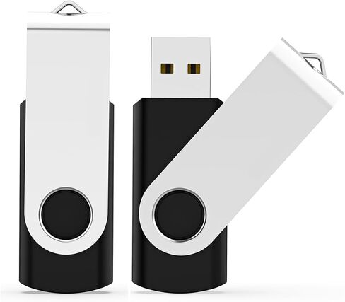 2 حزمة محرك أقراص فلاش USB سعة 64 جيجابايت USB 2.0 محركات أقراص الإبهام، محرك القفز، تصميم دوار، عصا ذاكرة للتخزين - أسود in Kuwait
