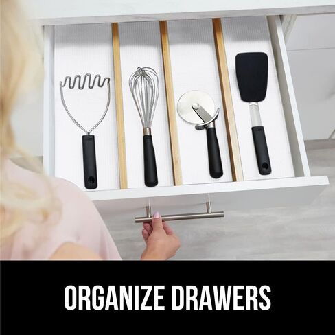 Gorilla Grip Smooth Drawer Liner and Over The Door Shoe Organizer, Drawer Liner Size 12x20 in White, Non Adhesive, Shoe Holder Includes 24 Pockets in White, Mesh, 2 Item Bundle in Kuwait