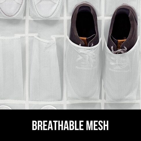 Gorilla Grip Smooth Drawer Liner and Over The Door Shoe Organizer, Drawer Liner Size 12x20 in White, Non Adhesive, Shoe Holder Includes 24 Pockets in White, Mesh, 2 Item Bundle in Kuwait