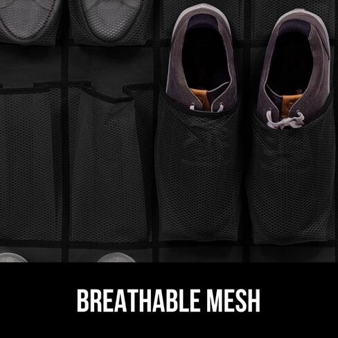 بطانة درج ناعمة من Gorilla Grip ومنظم أحذية فوق الباب، مقاس بطانة الدرج 12x10، غير لاصق، حامل الأحذية يتضمن 24 جيبًا، شبكي، كلاهما باللون الأسود، حزمة من قطعتين in Kuwait