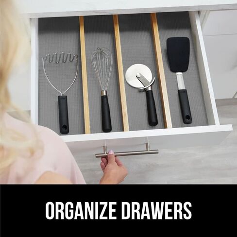 Gorilla Grip Smooth Drawer Liner and Over The Door Shoe Organizer, Drawer Liner Size 12x10, Non Adhesive, Shoe Holder Includes 24 Pockets, Mesh, Both in Gray, 2 Item Bundle in Kuwait