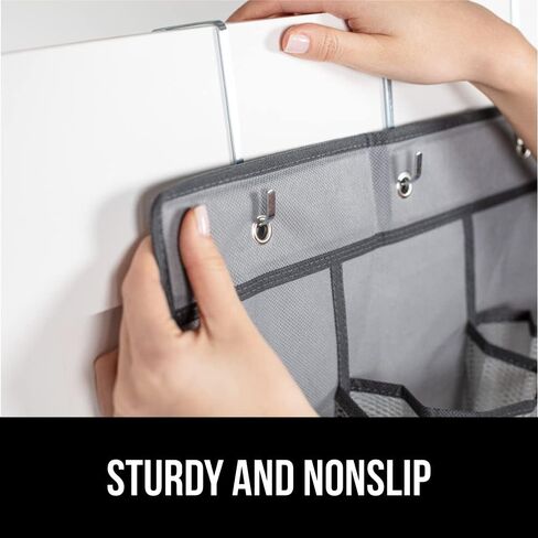 Gorilla Grip Smooth Drawer Liner and Over The Door Shoe Organizer, Drawer Liner Size 12x10, Non Adhesive, Shoe Holder Includes 24 Pockets, Mesh, Both in Gray, 2 Item Bundle in Kuwait