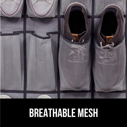 Gorilla Grip Smooth Drawer Liner and Over The Door Shoe Organizer, Drawer Liner Size 12x10, Non Adhesive, Shoe Holder Includes 24 Pockets, Mesh, Both in Gray, 2 Item Bundle in Kuwait