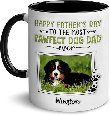 Personalized Pawfect Dog Dad Mug, Fathers Day Gift For Dogs Dad, Mug For Pet Lovers, Gifts For Dads From Fur Baby, Custom Photo Pet Mug in Saudi Arabia
