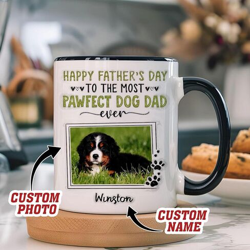Personalized Pawfect Dog Dad Mug, Fathers Day Gift For Dogs Dad, Mug For Pet Lovers, Gifts For Dads From Fur Baby, Custom Photo Pet Mug in Saudi Arabia