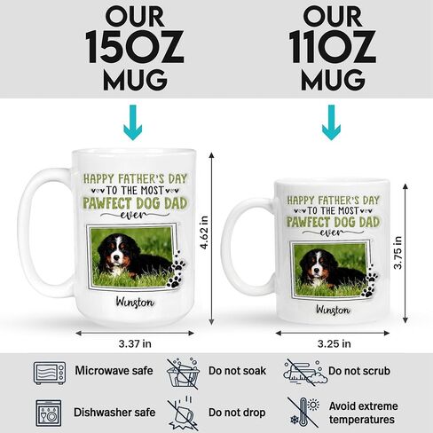 Personalized Pawfect Dog Dad Mug, Fathers Day Gift For Dogs Dad, Mug For Pet Lovers, Gifts For Dads From Fur Baby, Custom Photo Pet Mug in Saudi Arabia