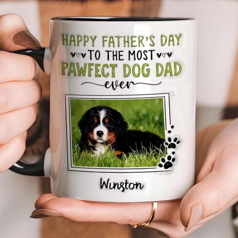 Personalized Pawfect Dog Dad Mug, Fathers Day Gift For Dogs Dad, Mug For Pet Lovers, Gifts For Dads From Fur Baby, Custom Photo Pet Mug in Saudi Arabia