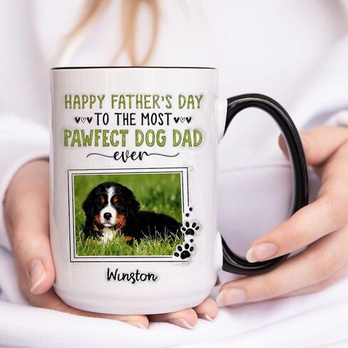 Personalized Pawfect Dog Dad Mug, Fathers Day Gift For Dogs Dad, Mug For Pet Lovers, Gifts For Dads From Fur Baby, Custom Photo Pet Mug in Saudi Arabia