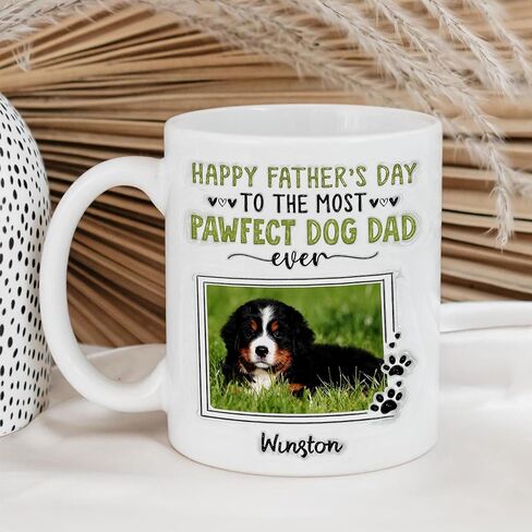 Personalized Pawfect Dog Dad Mug, Fathers Day Gift For Dogs Dad, Mug For Pet Lovers, Gifts For Dads From Fur Baby, Custom Photo Pet Mug in Saudi Arabia