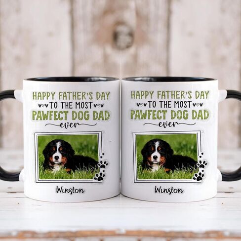 Personalized Pawfect Dog Dad Mug, Fathers Day Gift For Dogs Dad, Mug For Pet Lovers, Gifts For Dads From Fur Baby, Custom Photo Pet Mug in Saudi Arabia