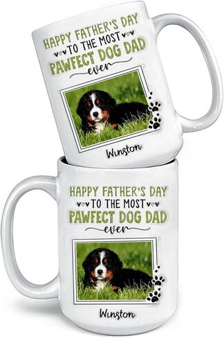 Personalized Pawfect Dog Dad Mug, Fathers Day Gift For Dogs Dad, Mug For Pet Lovers, Gifts For Dads From Fur Baby, Custom Photo Pet Mug in Saudi Arabia