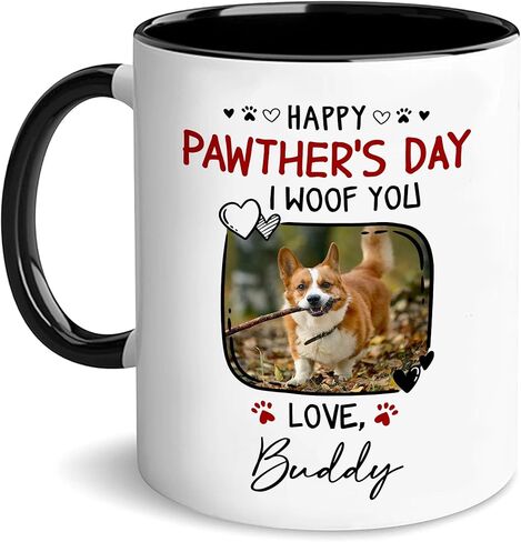 Dear Dad Thanks For Picking Up My Poo And Loving Me Too Personalized Funny Dog Dad Mug, Custom Name And Photo Pet Lover Coffee Cup Gifts For Dog Dad, 3D Inflated Effect Printed Mug in Saudi Arabia