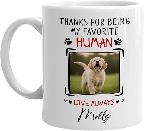 Dear Dad Thanks For Picking Up My Poo And Loving Me Too Personalized Funny Dog Dad Mug, Custom Name And Photo Pet Lover Coffee Cup Gifts For Dog Dad, 3D Inflated Effect Printed Mug in Saudi Arabia