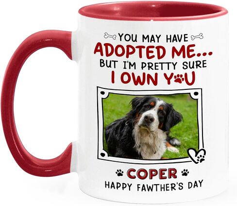 Dear Dad Thanks For Picking Up My Poo And Loving Me Too Personalized Funny Dog Dad Mug, Custom Name And Photo Pet Lover Coffee Cup Gifts For Dog Dad, 3D Inflated Effect Printed Mug in Saudi Arabia