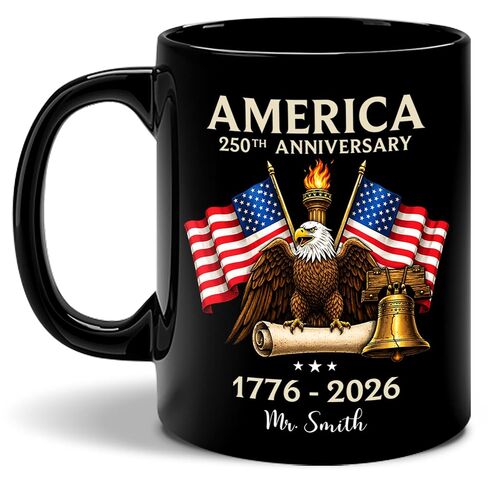 Customized 250 Anniversary USA Coffee Mug, Ceramic Patriotic Coffee Mug 11oz or 15oz, 4th of July Gifts for Women or Men, American Flag Cup, 1776 2026 Fourth of July Coffee Mugs, USA Gifts in Saudi Arabia