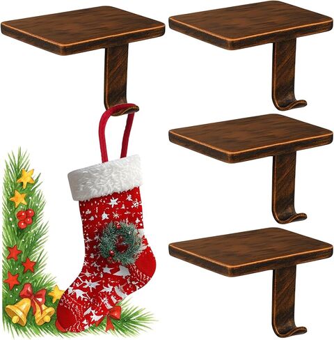 Christmas Stocking Holders for Mantle Set of 6, Stocking Hangers for Mantel Weighted, Heavy Duty, Flat, for Garland, Fireplace, Wall (Black) in Kuwait