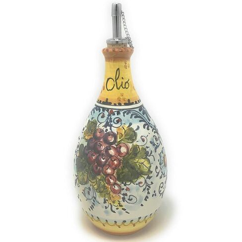 CERAMICHE D'ARTE PARRINI - Italian Ceramic Art Pottery Oil Cruet Dispenser Bottle Hand Painted Decorated Montalcino Made in ITALY Tuscan in Kuwait