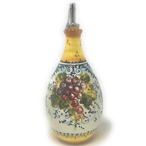 CERAMICHE D'ARTE PARRINI - Italian Ceramic Art Pottery Oil Cruet Dispenser Bottle Hand Painted Decorated Montalcino Made in ITALY Tuscan in Kuwait