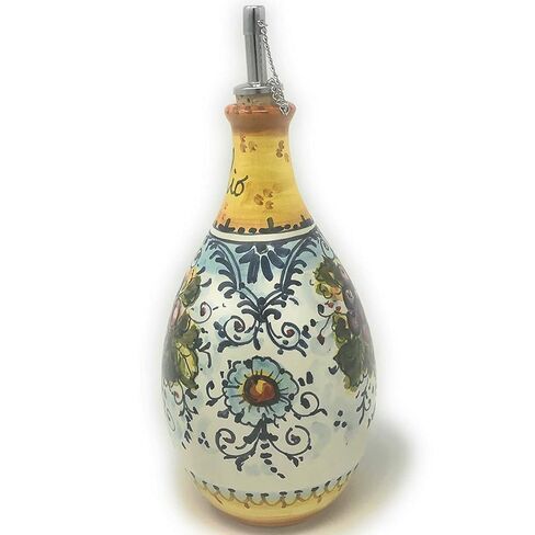CERAMICHE D'ARTE PARRINI - Italian Ceramic Art Pottery Oil Cruet Dispenser Bottle Hand Painted Decorated Montalcino Made in ITALY Tuscan in Kuwait