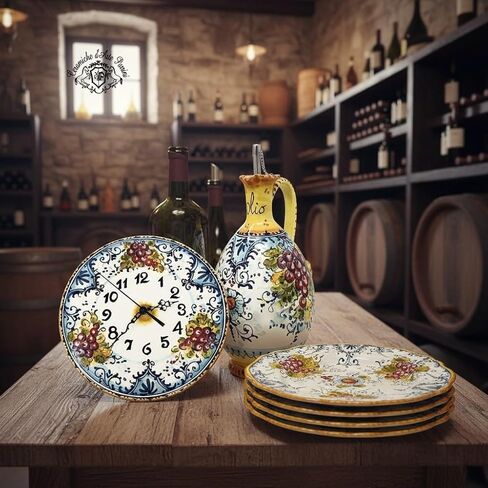 CERAMICHE D'ARTE PARRINI - Italian Ceramic Art Pottery Oil Cruet Dispenser Bottle Hand Painted Decorated Montalcino Made in ITALY Tuscan in Kuwait