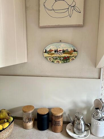 CERAMICHE D'ARTE PARRINI - Italian Ceramic Art Pottery Tray Plate Decorated Landscape Sunflowers Hand Painted Made in ITALY Tuscany in Kuwait