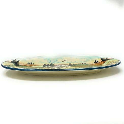 CERAMICHE D'ARTE PARRINI - Italian Ceramic Art Pottery Tray Plate Decorated Landscape Sunflowers Hand Painted Made in ITALY Tuscany in Kuwait
