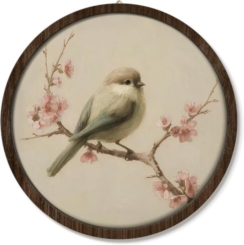VONTP Vintage Bunny Round Wall Art Decor, Rabbit Prints Vintage Home Decor, Spring Rustic Country Round Wall Hanging Decorations, Nursery Bedroom Bathroom Office, 10x10 in in Kuwait