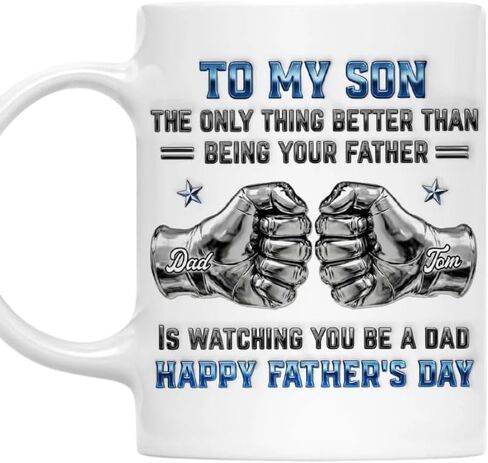 My Son Be A Dad 2 - كوب ذو تأثير مضخم ثلاثي الأبعاد مخصص، لابني، الشيء الوحيد الأفضل من أن تكون والدك يراقبك وتكون أبًا، هدايا للأبناء من الآباء والأمهات، وعيد الأب in Kuwait
