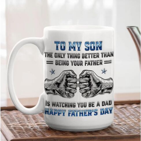My Son Be A Dad 2 - كوب ذو تأثير مضخم ثلاثي الأبعاد مخصص، لابني، الشيء الوحيد الأفضل من أن تكون والدك يراقبك وتكون أبًا، هدايا للأبناء من الآباء والأمهات، وعيد الأب in Kuwait