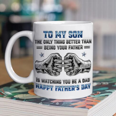 My Son Be A Dad 2 - كوب ذو تأثير مضخم ثلاثي الأبعاد مخصص، لابني، الشيء الوحيد الأفضل من أن تكون والدك يراقبك وتكون أبًا، هدايا للأبناء من الآباء والأمهات، وعيد الأب in Kuwait