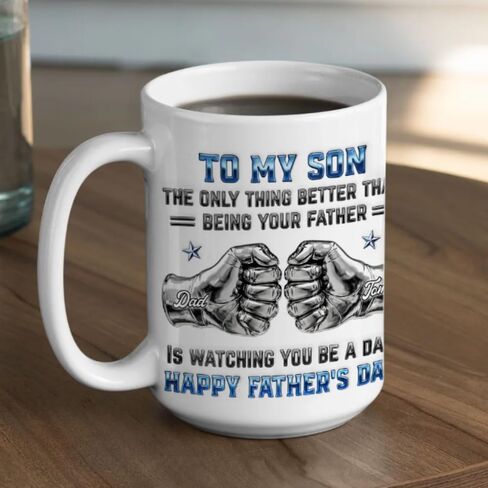 My Son Be A Dad 2 - كوب ذو تأثير مضخم ثلاثي الأبعاد مخصص، لابني، الشيء الوحيد الأفضل من أن تكون والدك يراقبك وتكون أبًا، هدايا للأبناء من الآباء والأمهات، وعيد الأب in Kuwait